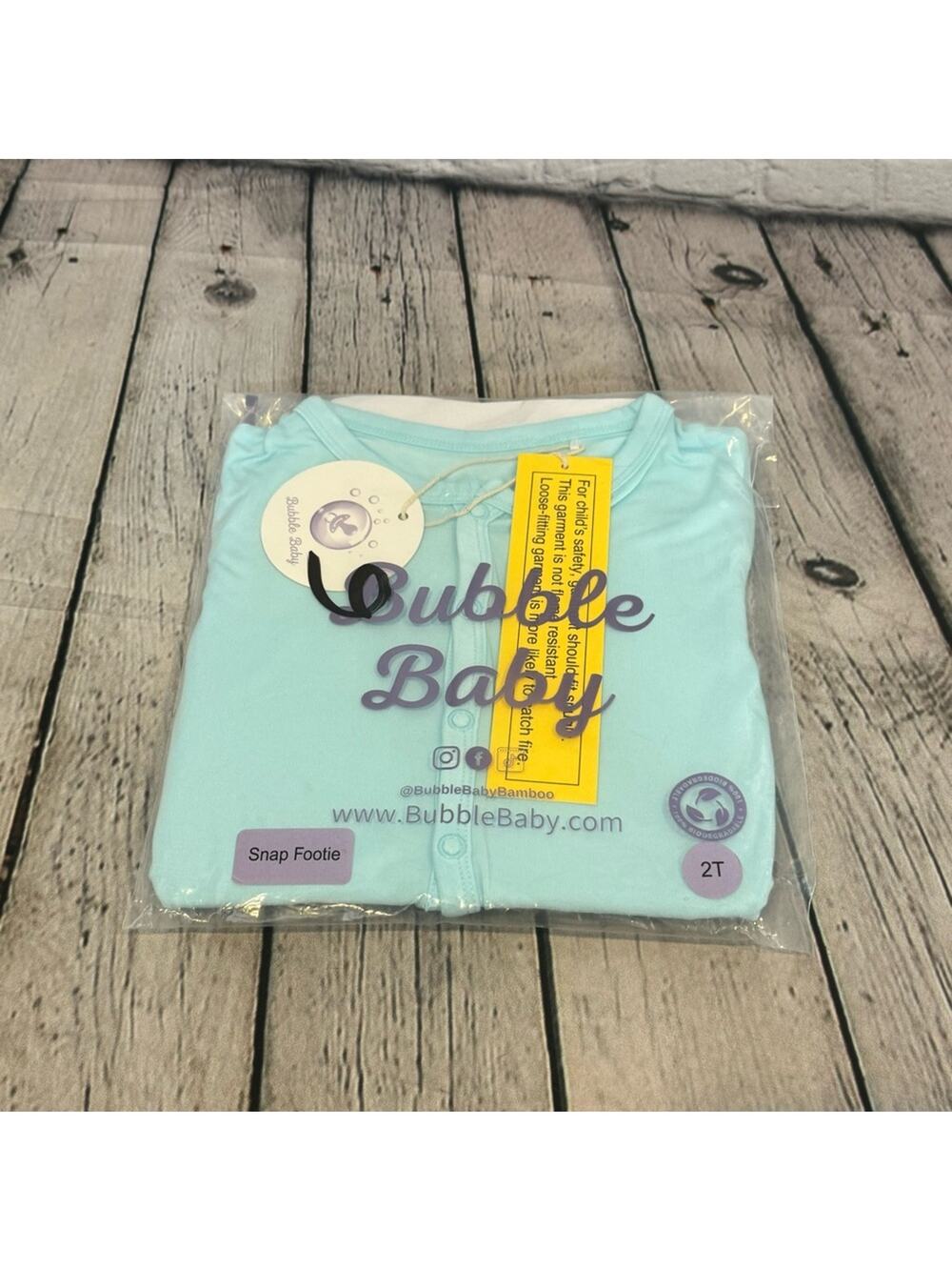 Bubble Baby Powder Blue Bamboo Snap Footie